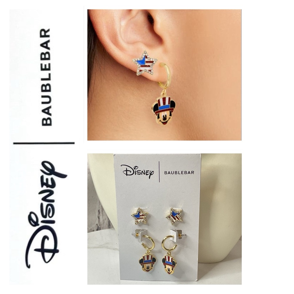 🐘🐘💓 Disney Baublebar Mickey Americana Earring Set